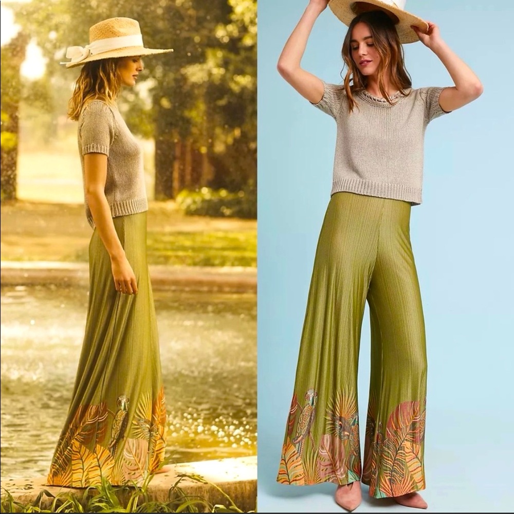 Elegant Green Wide-Leg Pants